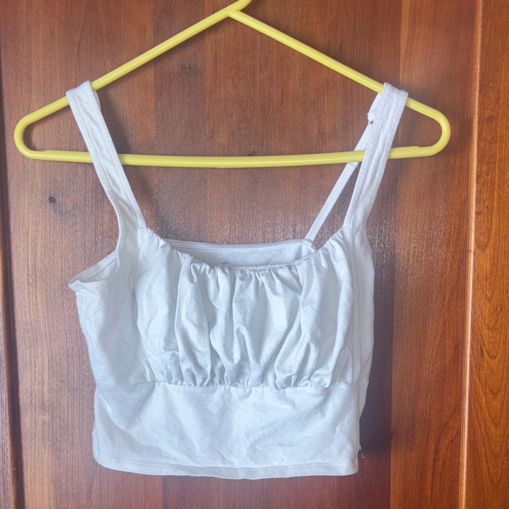 Hollister Light Gray Gathered Crop Top